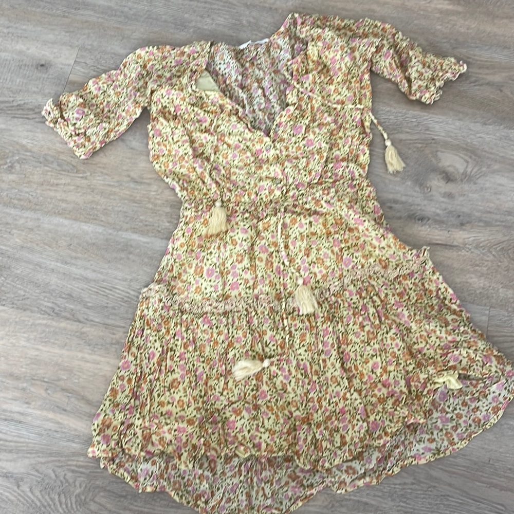 Spell yellow floral mini dress